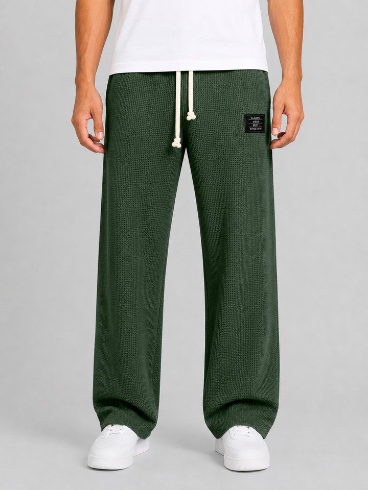 Men’s Waffle Knit Trousers with Drawstring Waistband
