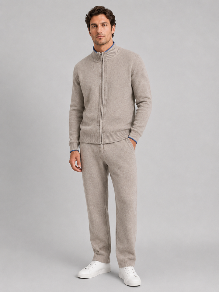 Men’s Zip-Up Lounge Set with Soft Knit