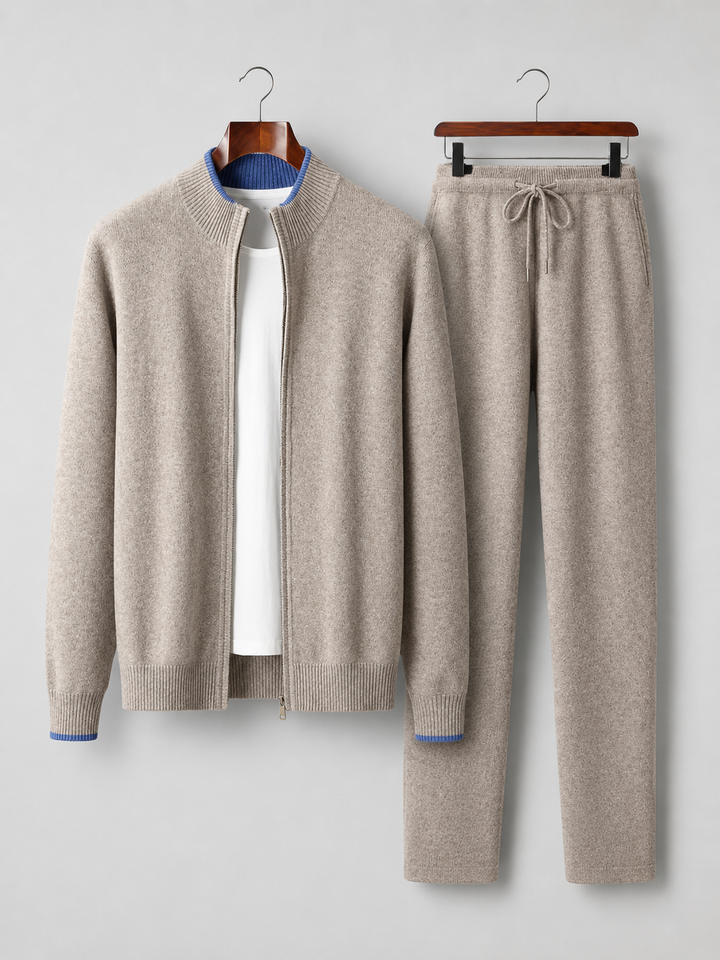 Men’s Zip-Up Lounge Set with Soft Knit