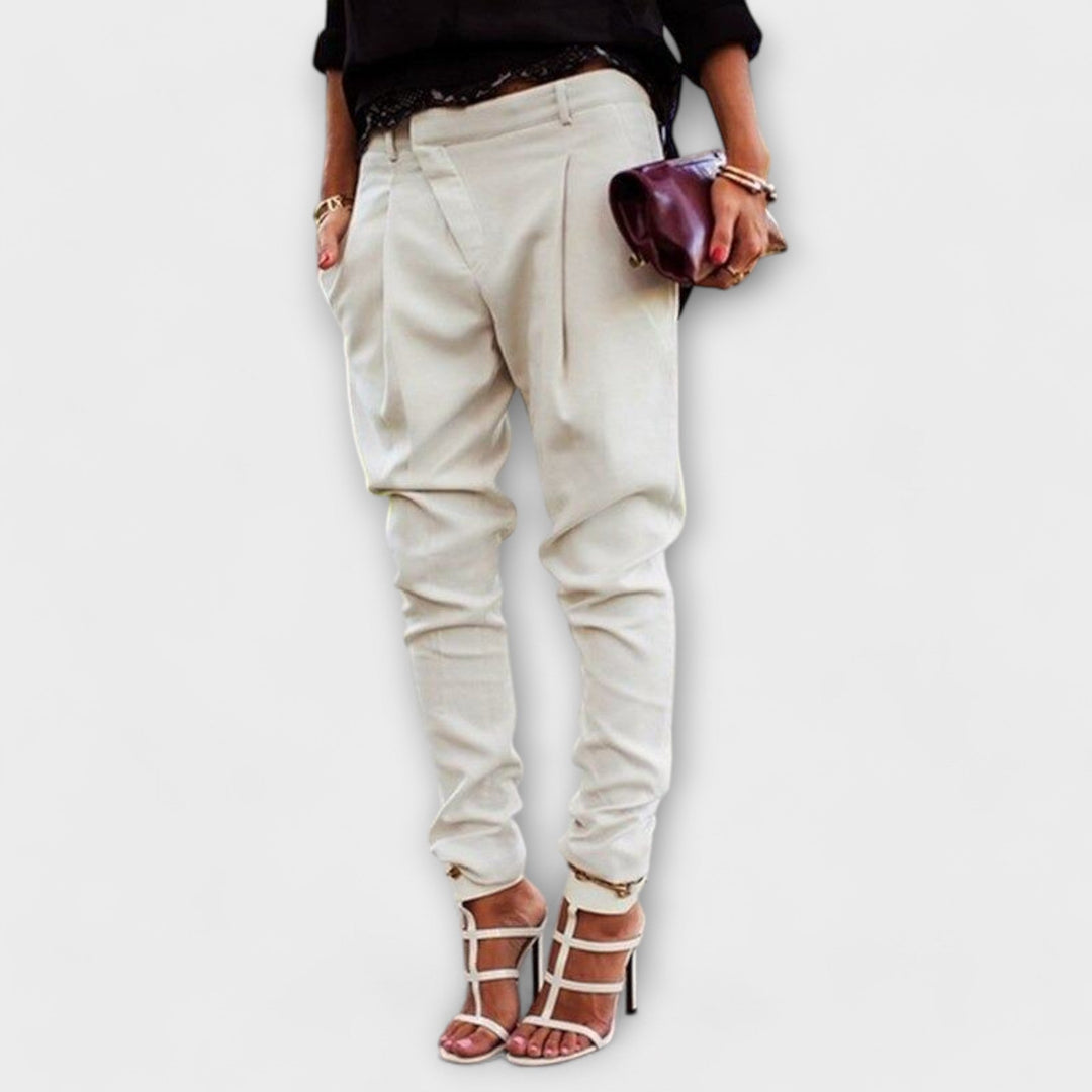 Women's Elegant Trousers with Elastic Waistband for Office