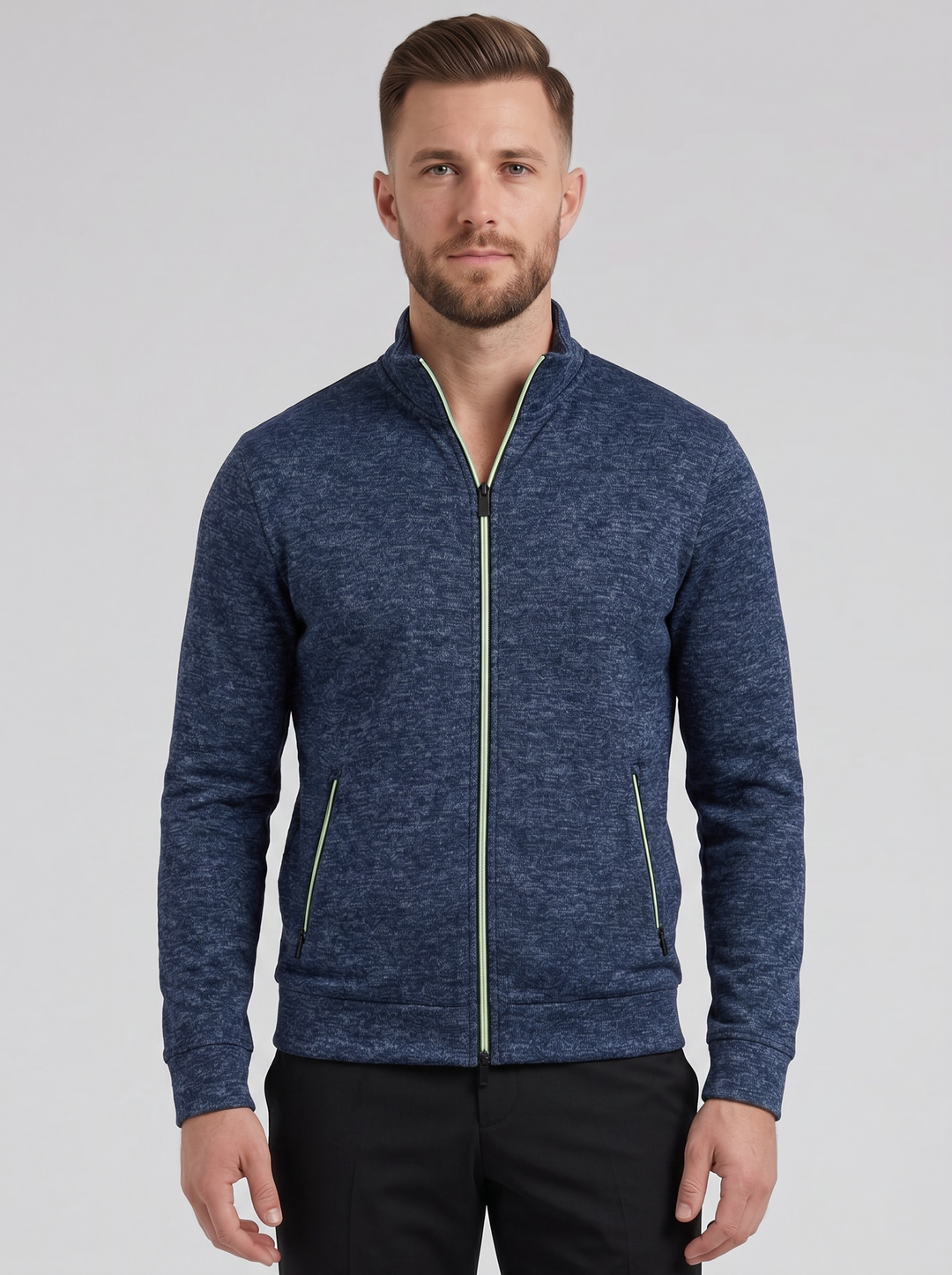Men's Knit Jacket – High-Neck Zip-Up