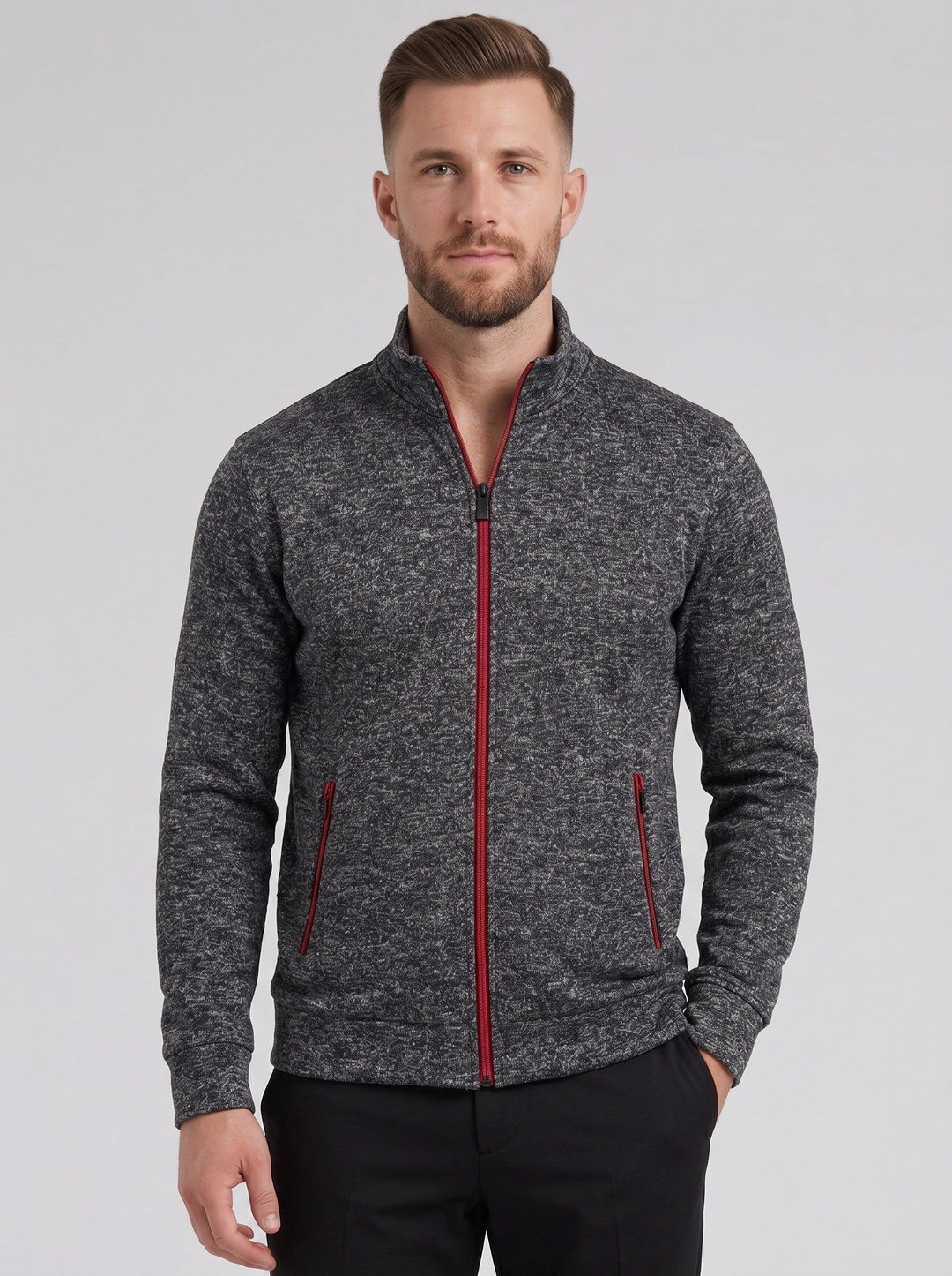 Men's Knit Jacket – High-Neck Zip-Up