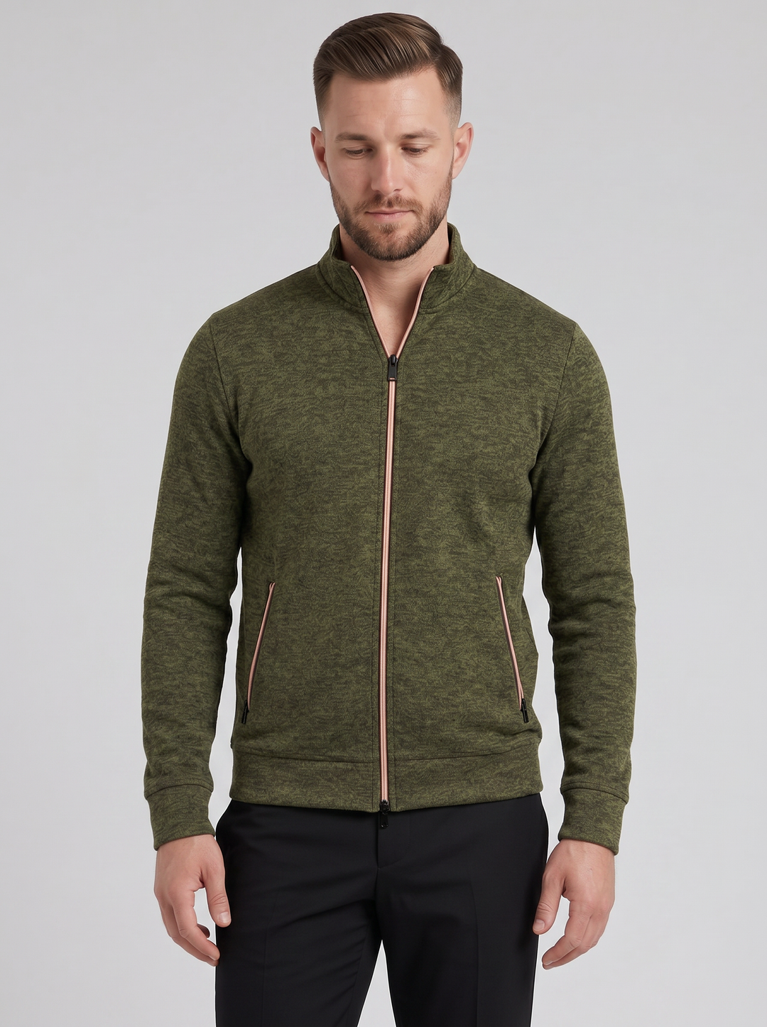 Men's Knit Jacket – High-Neck Zip-Up