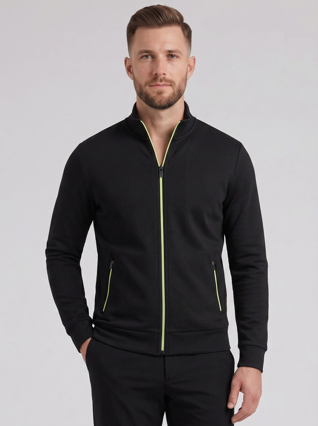 Men's Knit Jacket – High-Neck Zip-Up