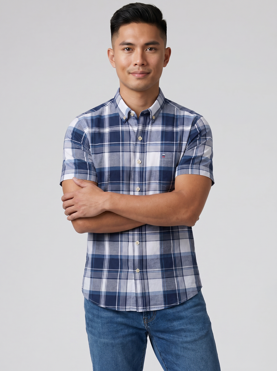 Men's Gingham Check Oxford Shirt – Classic Summer Smart Style