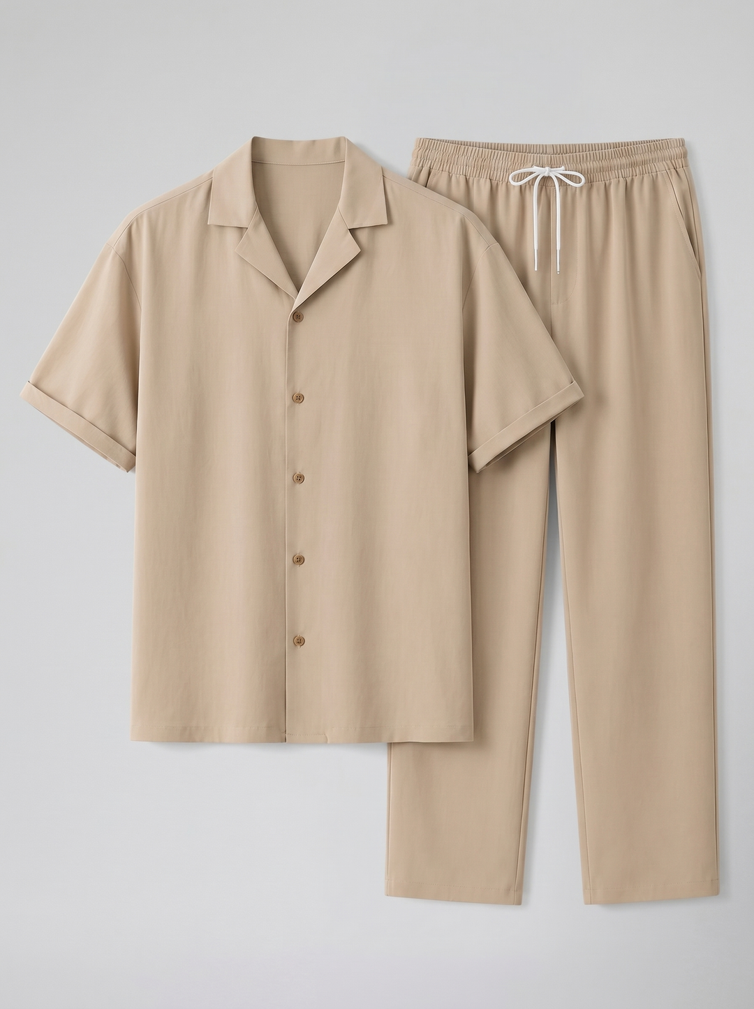 Men's Linen-Style Resort Shirt & Trousers Set – Relaxed Holiday Style
