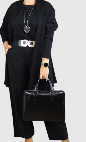 Women's 3-Piece Set with Wide Cut &amp; Elastic Waist for Work