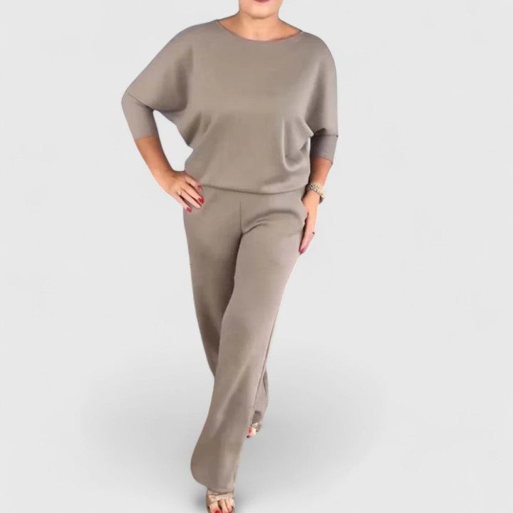 Women's 3-Piece Set with Wide Cut &amp; Elastic Waist for Work
