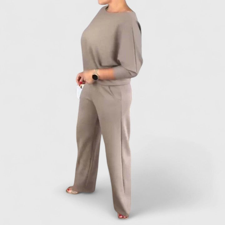 Women's 3-Piece Set with Wide Cut &amp; Elastic Waist for Work