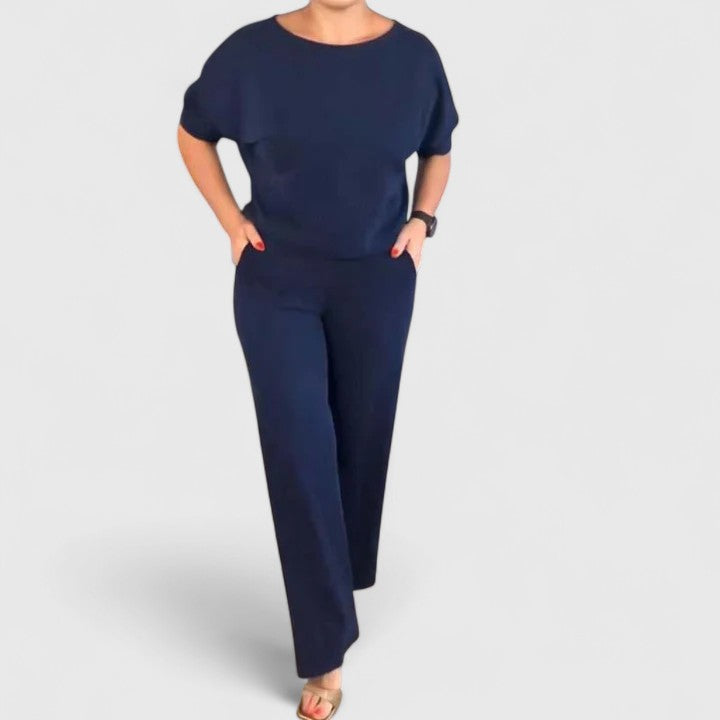 Women's 3-Piece Set with Wide Cut &amp; Elastic Waist for Work