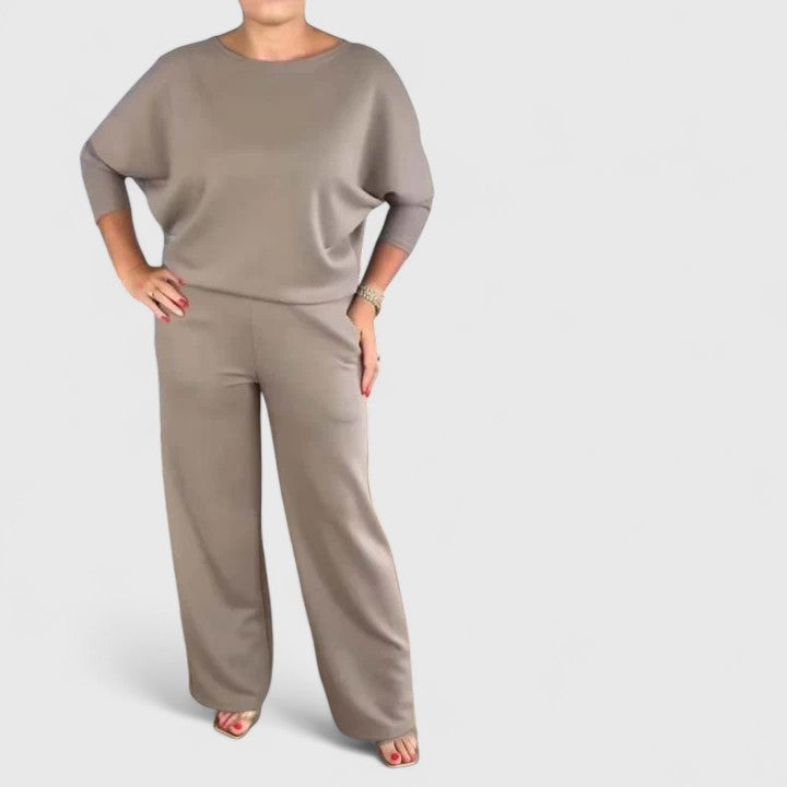 Women's 3-Piece Set with Wide Cut &amp; Elastic Waist for Work