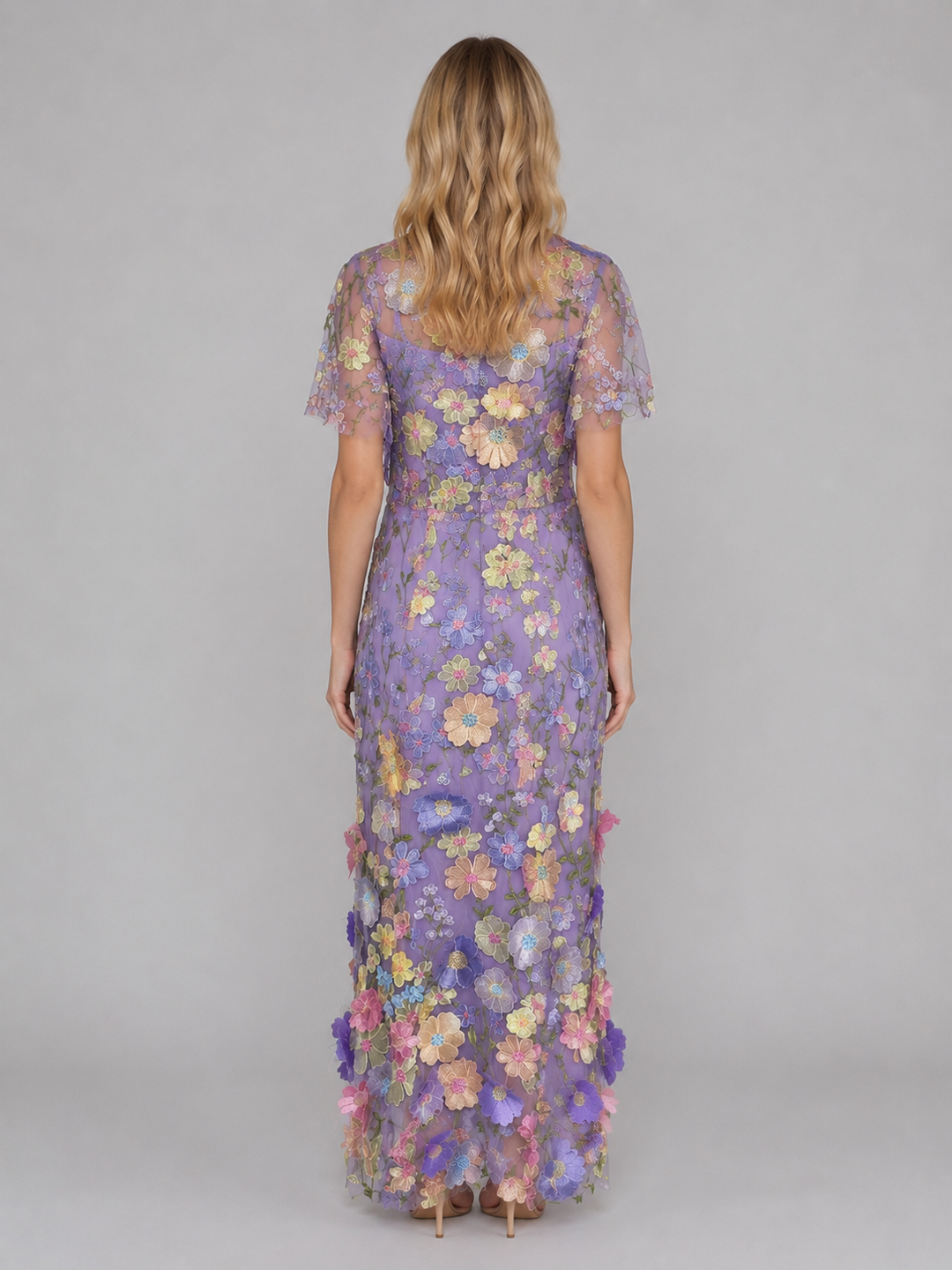 Women’s 3D Floral Maxi Dress with Embroidery