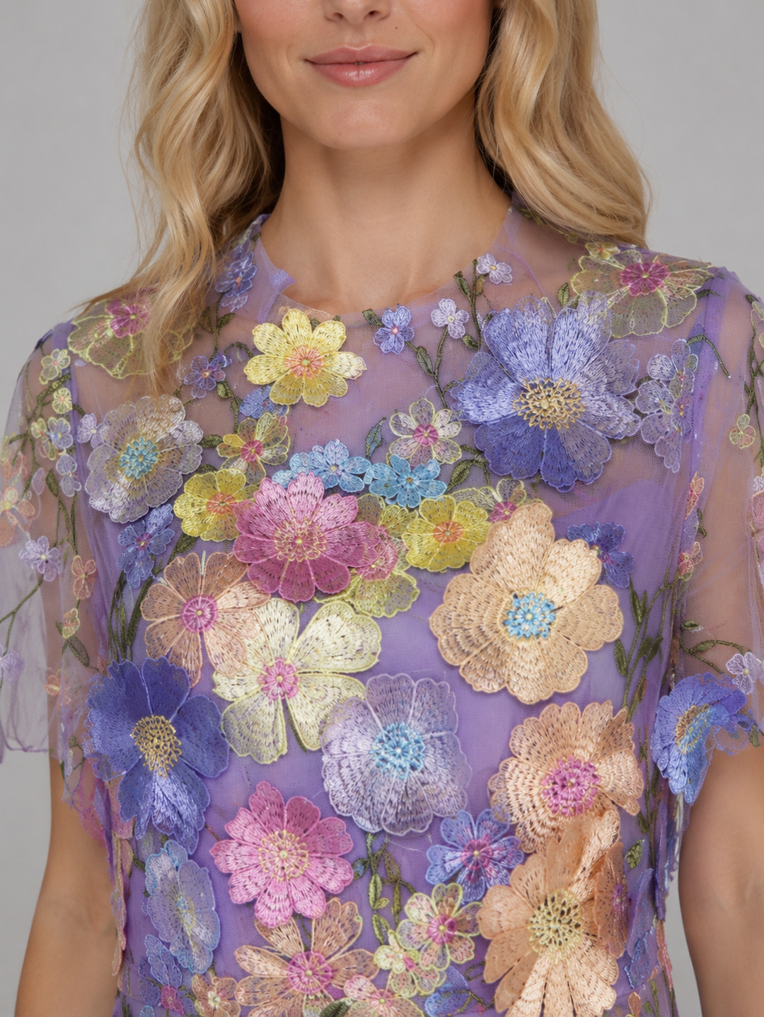 Women’s 3D Floral Maxi Dress with Embroidery