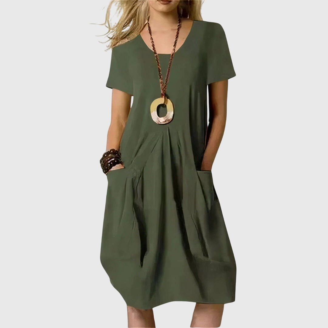 Women's A-line Dress with Pockets for Everyday Wear