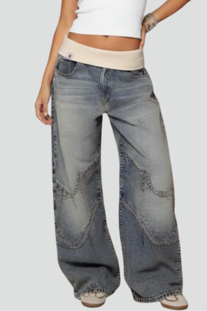 Women's Baggy Denim Trousers with Wide-Leg for Everyday Wear