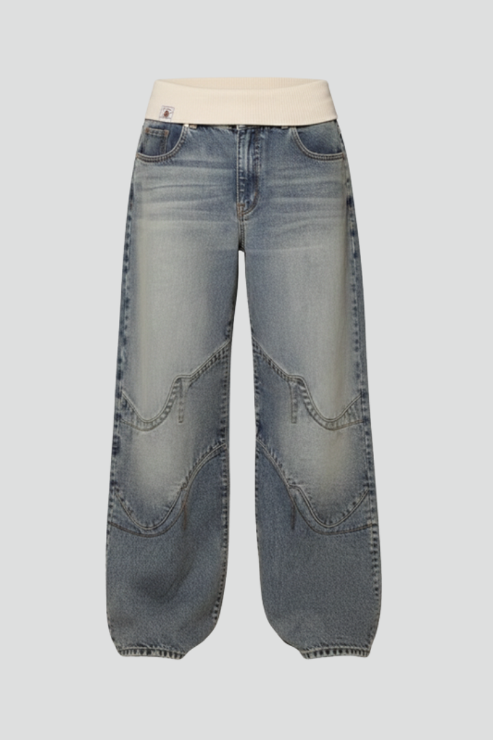 Women's Baggy Denim Trousers with Wide-Leg for Everyday Wear