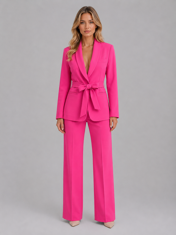 Women’s Belted Blazer with Self-Tie Belt