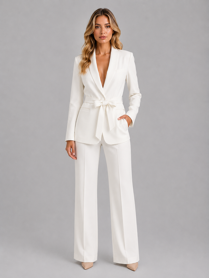 Women’s Belted Blazer with Self-Tie Belt