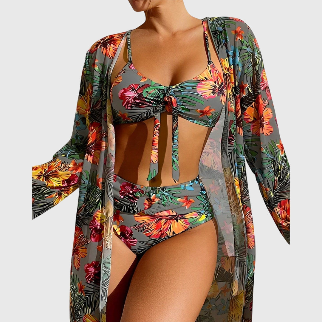 Women's Bikini Set with Deep V-Neck Halter for Beach Days