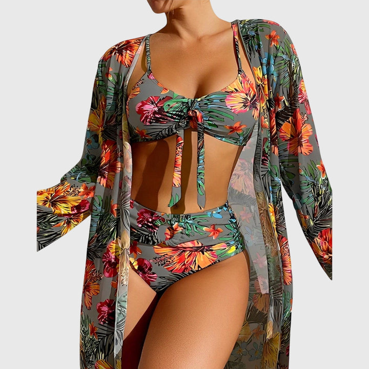 Women's Bikini Set with Deep V-Neck Halter for Beach Days