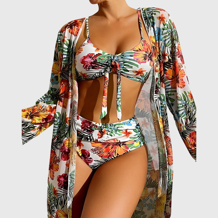 Women's Bikini Set with Deep V-Neck Halter for Beach Days