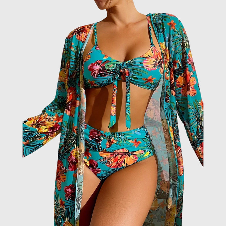 Women's Bikini Set with Deep V-Neck Halter for Beach Days