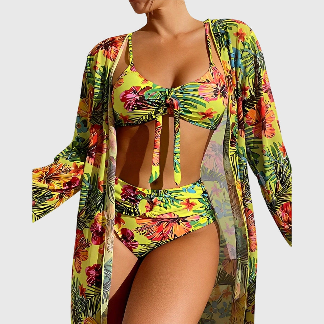 Women's Bikini Set with Deep V-Neck Halter for Beach Days