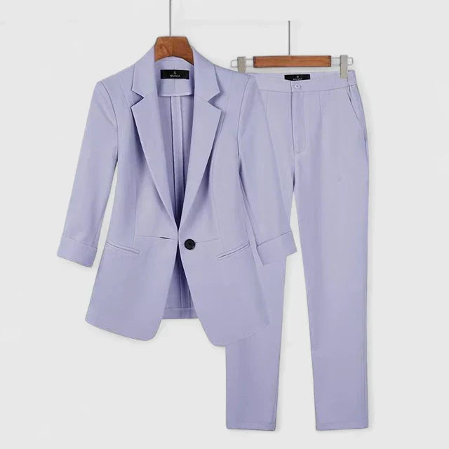 Women's Blazer Set with Fitted Blazer for Office - Tailored