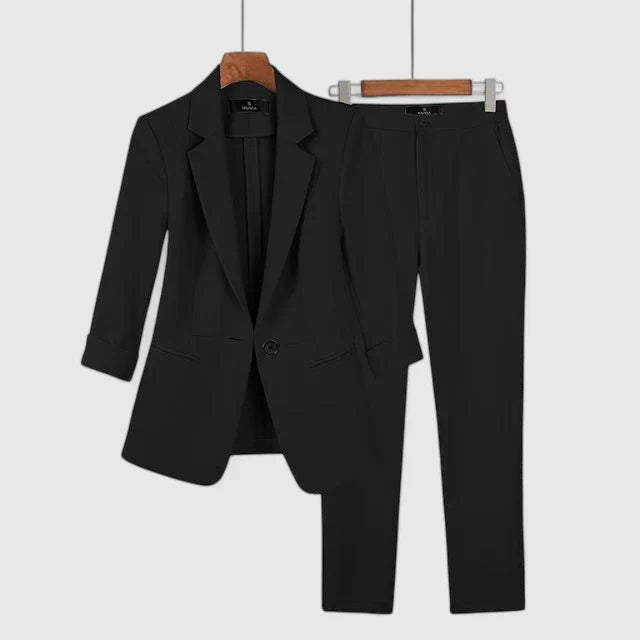 Women's Blazer Set with Fitted Blazer for Office - Tailored
