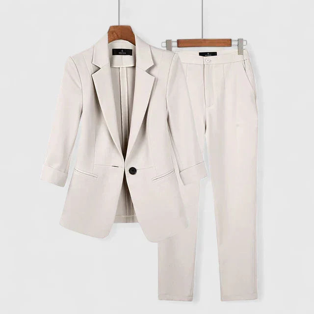 Women's Blazer Set with Fitted Blazer for Office - Tailored