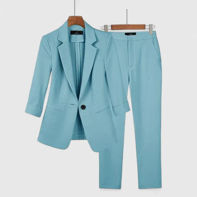 Women's Blazer Set with Fitted Blazer for Office - Tailored