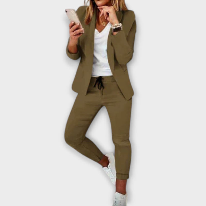 Women's Blazer Set with Tailored Silhouette for Office