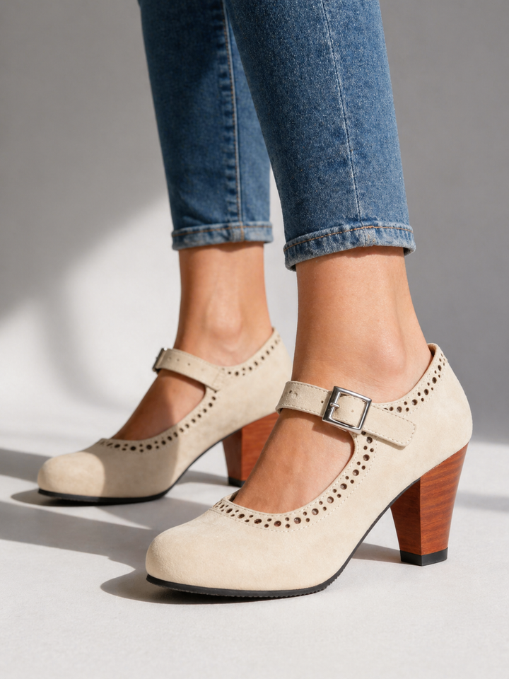 Women’s Block Heel Mary Jane with Brogue