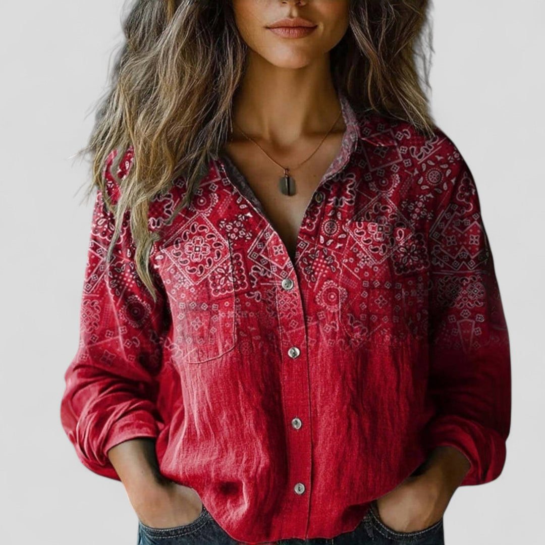 Women's Blouse Shirt with Colour Gradient for Casual Wear