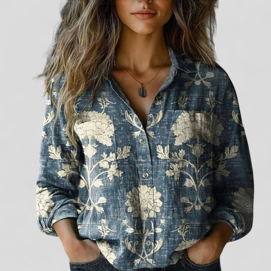 Women's Blouse Shirt with Colour Gradient for Casual Wear