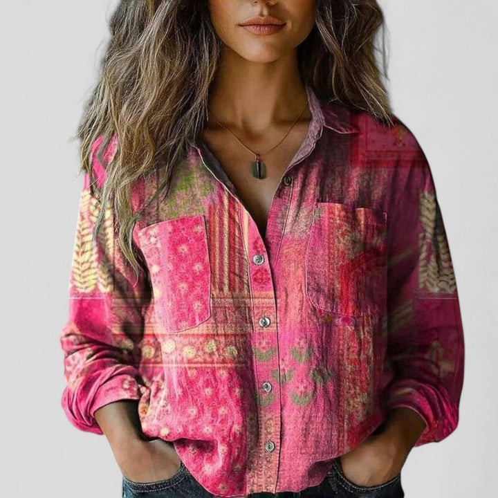 Women's Blouse Shirt with Colour Gradient for Casual Wear