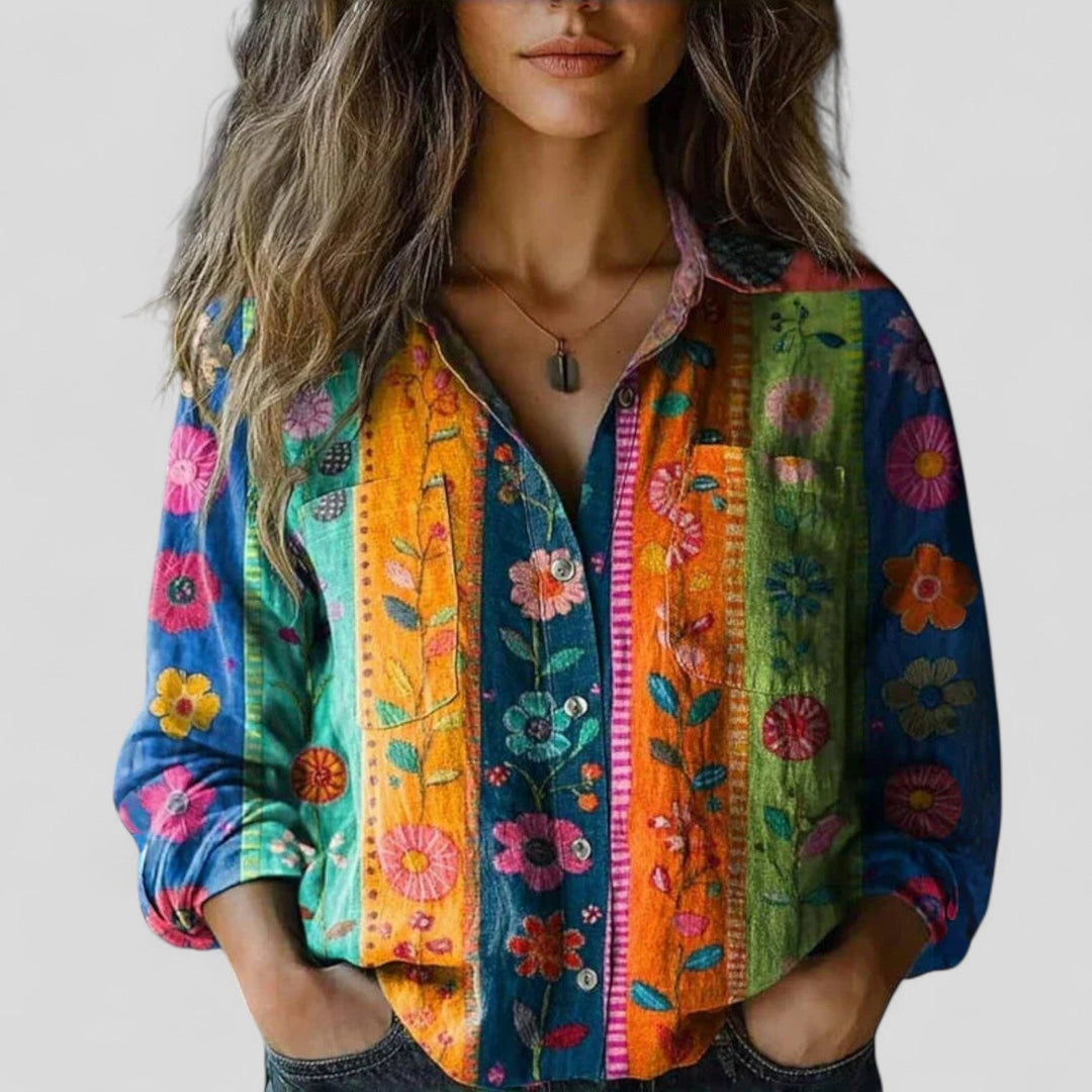Women's Blouse Shirt with Colour Gradient for Casual Wear