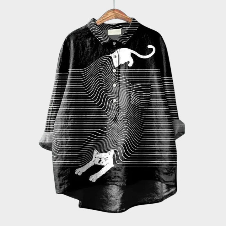Women's Blouse with Dog Print for Everyday Wear