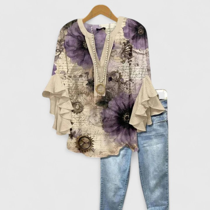 Women's Blouse with Ruffled Sleeves for Warm Days