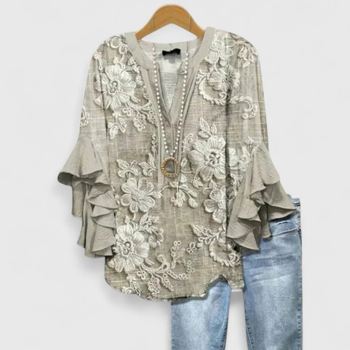Women's Blouse with Ruffled Sleeves for Warm Days
