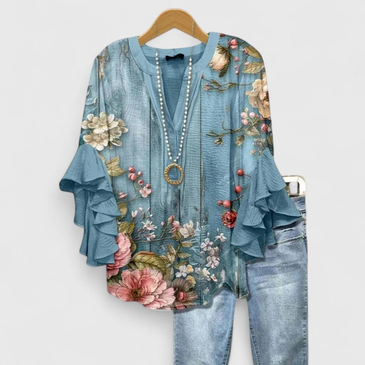 Women's Blouse with Ruffled Sleeves for Warm Days