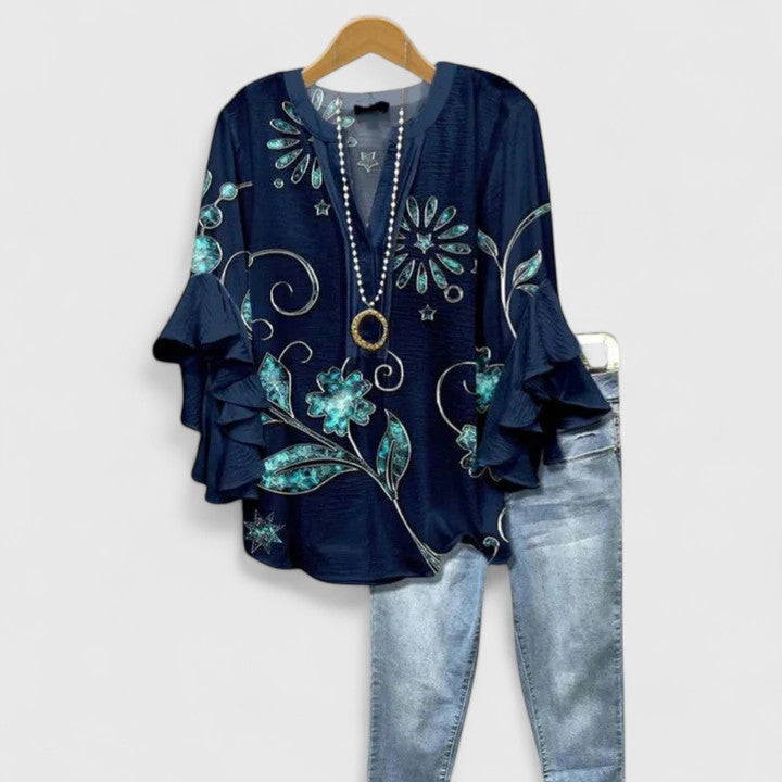 Women's Blouse with Ruffled Sleeves for Warm Days