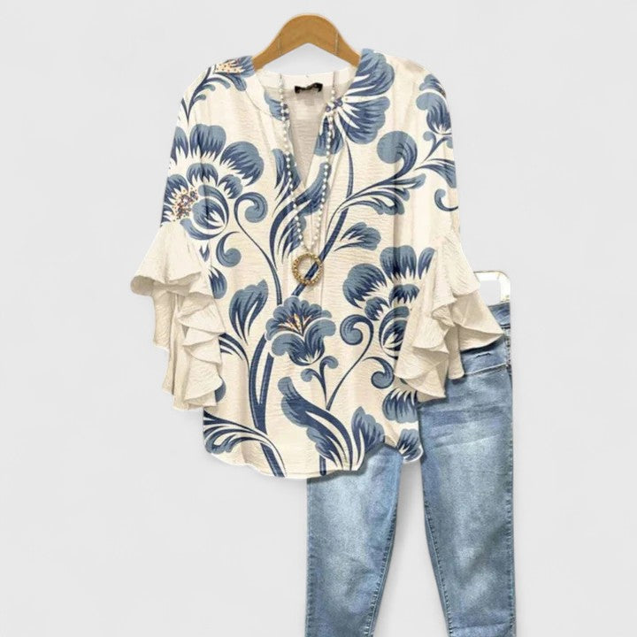 Women's Blouse with Ruffled Sleeves for Warm Days