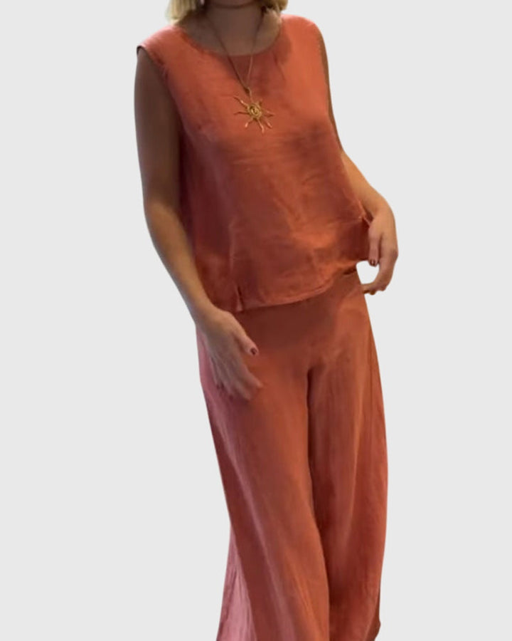 Women's Bohemian Two-Piece Set with Belt &amp; Pockets