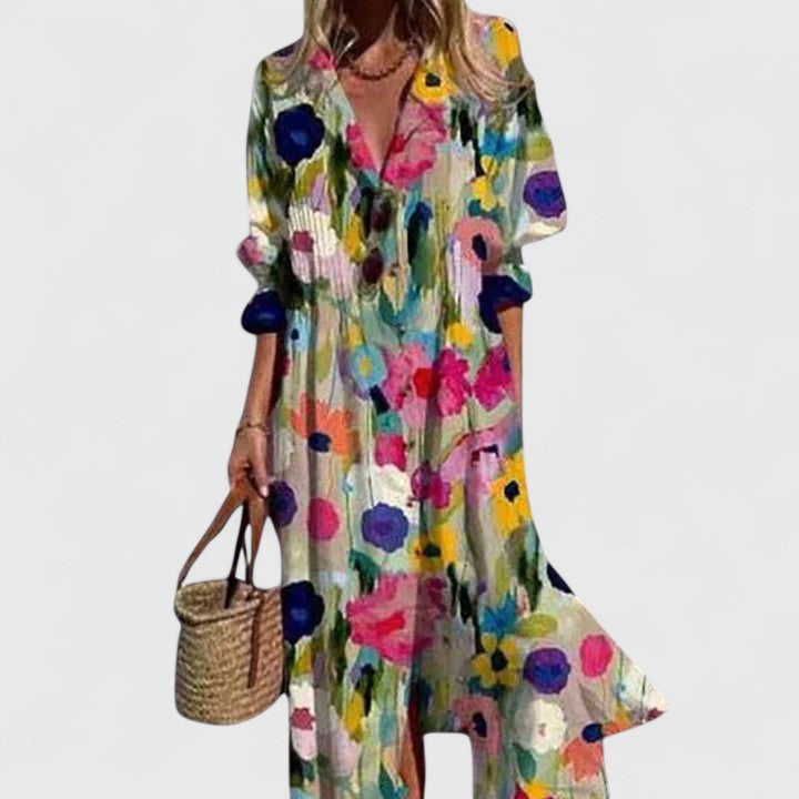 Women's Boho Dress with Floral Print for Casual Days