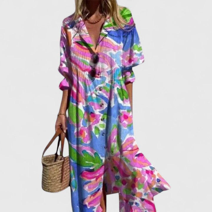 Women's Boho Dress with Floral Print for Casual Days