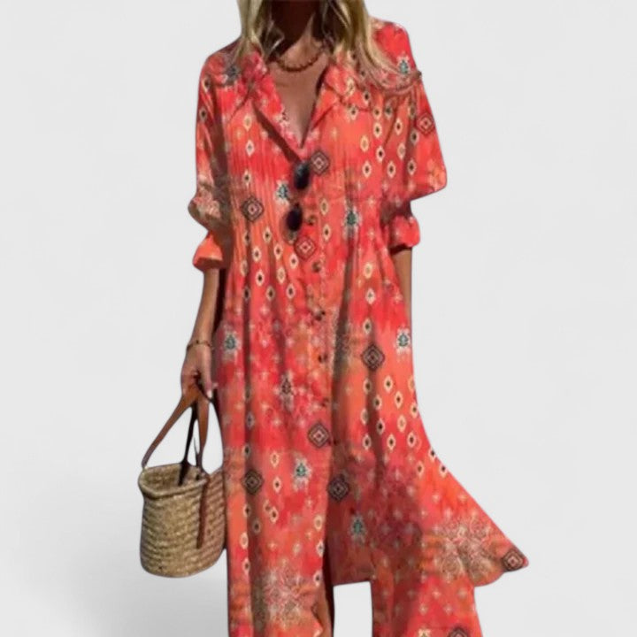 Women's Boho Dress with Floral Print for Casual Days