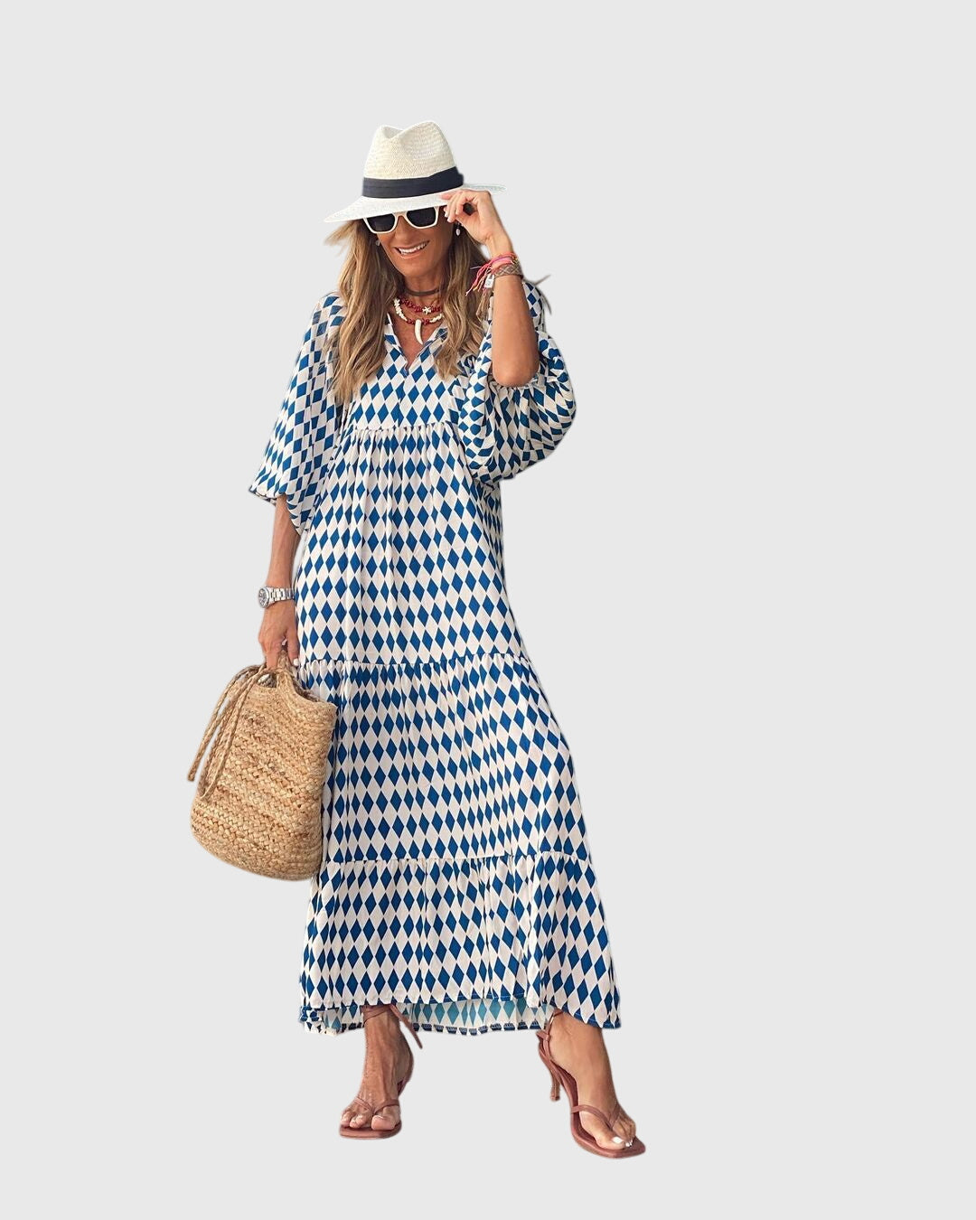 Women's Boho Maxi Dress with flowing silhouette for casuals