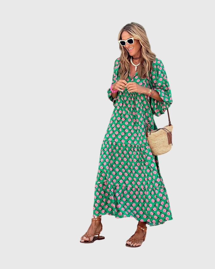 Women's Boho Maxi Dress with flowing silhouette for casuals