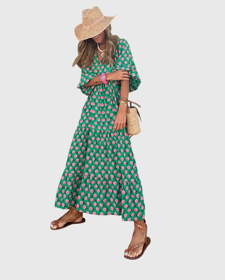 Women's Boho Maxi Dress with flowing silhouette for casuals
